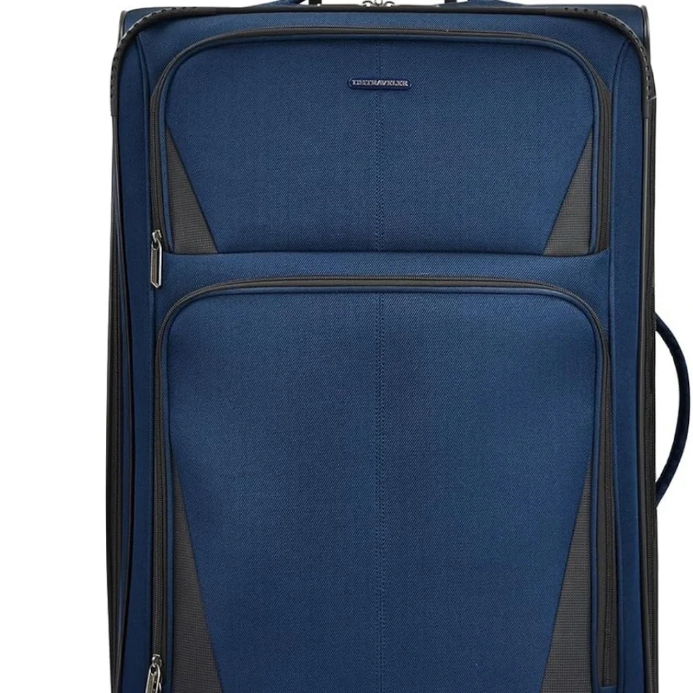 U.S. Traveler Aviron Bay exp. Softside Wheels,Navy, carry on Spinner Luggage